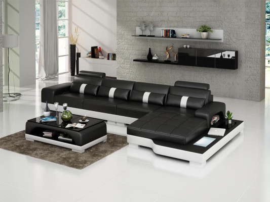 Leather sofa L-shape Couch Living landscape Corner sofa Suite Design Modern Sofa usb new