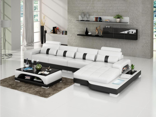 Leather sofa L-shape Couch Living landscape Corner sofa Suite Design Modern Sofa usb new