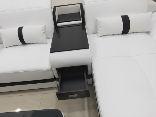 Corner sofa U-shape Coffee table Upholstery Suite Living landscape Design Corner sofa Led usb