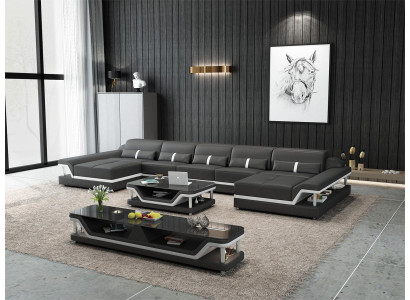 Corner sofa Sofa Couch Sofa Living landscape leather sofa Leather Furniture Living room Suite