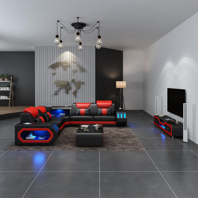 L-shape Designer Living landscape Upholstery Corner sofa Corner Suite Sofa Couch Corner led