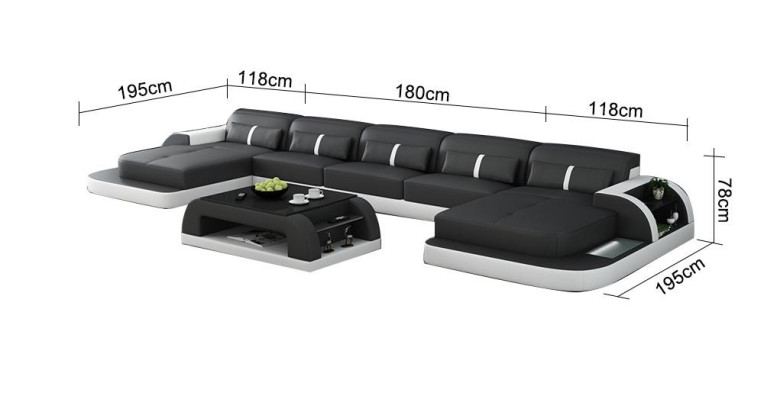 Corner sofa Leather sofa with usb Big U-shape Living landscape Sofa Couch Suite led new