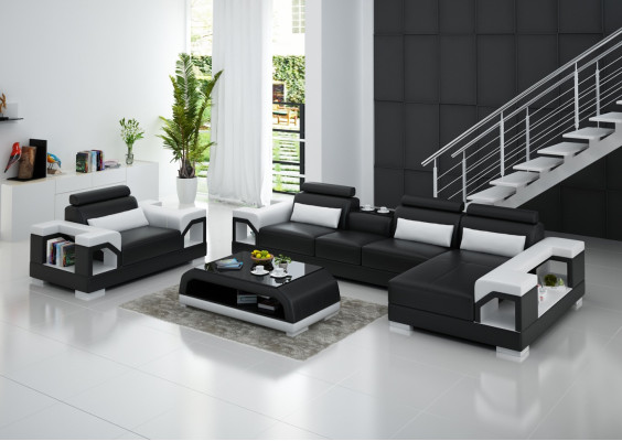 Living landscape Corner sofa L-shape Armchair Set Suite Modern Sofa Leather Seat Corner