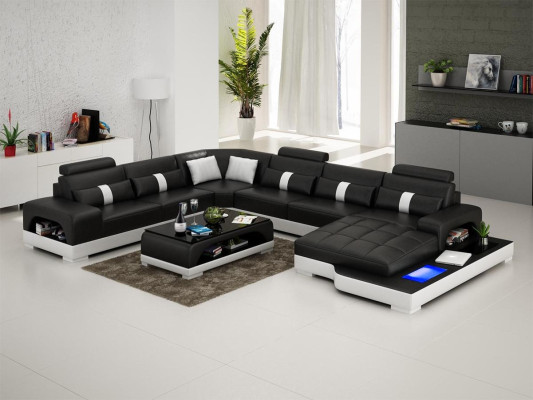 Corner suite leather sofa design luxury living landscape led sofa couch upholstery corner sofa