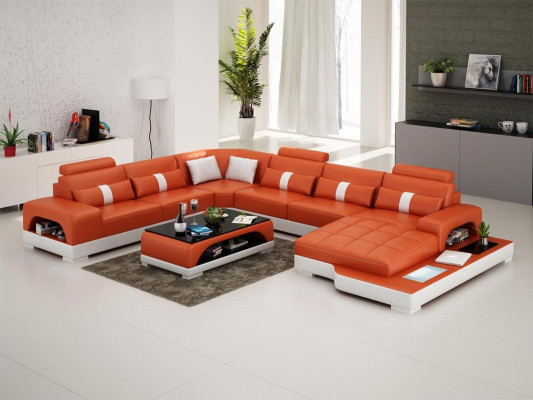 Corner suite leather sofa design luxury living landscape led sofa couch upholstery corner sofa