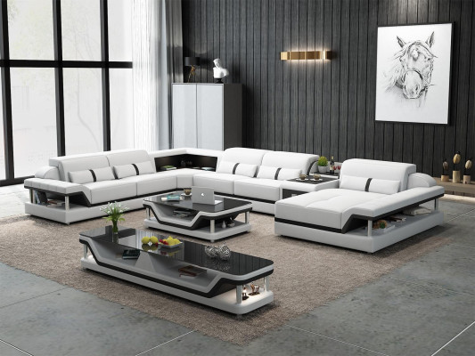 Sofa with USB Designer Living landscape U-shape Couch Corner sofa Upholstery Suite new