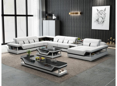 Sofa with USB Designer Living landscape U-shape Couch Corner sofa Upholstery Suite new