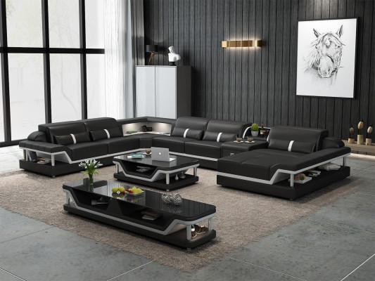 Sofa with USB Designer Living landscape U-shape Couch Corner sofa Upholstery Suite new