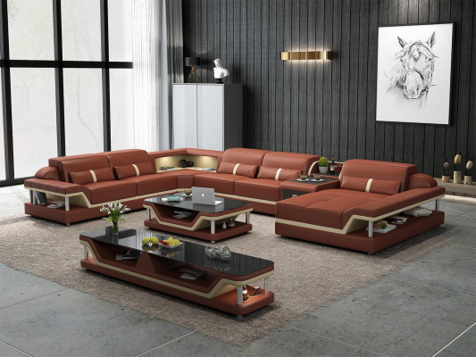 Sofa with USB Designer Living landscape U-shape Couch Corner sofa Upholstery Suite new