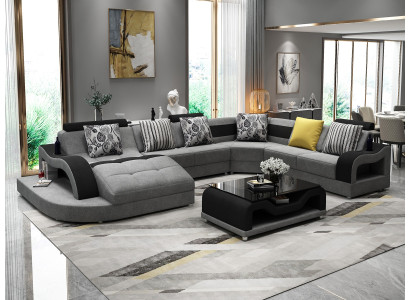 Corner sofa Sofa U-shape Couch Upholstery Designer Textile Big Fabric sofa Living landscape