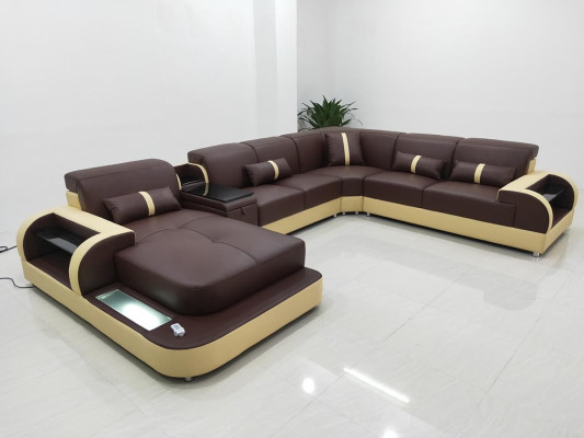 Leather sofa Design Sofa U-shape Living landscape Couch Upholstery Corner sofa Suite new