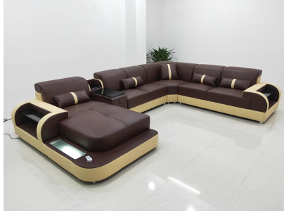 Leather sofa Design Sofa U-shape Living landscape Couch Upholstery Corner sofa Suite new