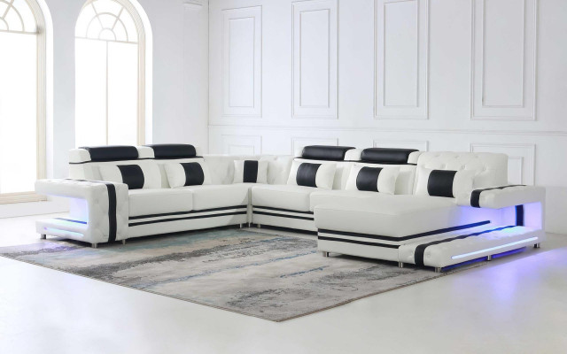 Corner sofa Sofa U-shape Couch Upholstery Designer Leather Big Leather sofa Living landscape