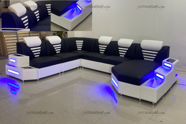 Design Modern Sofa Couch Corner sofa U-shape Leather couch Living landscape Corner sofa