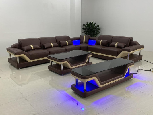 Living landscape L-shape Corner sofa Coffee table Sideboard Design Living landscape USB 3-piece