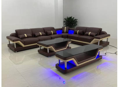 Living landscape L-shape Corner sofa Coffee table Sideboard Design Living landscape USB 3-piece