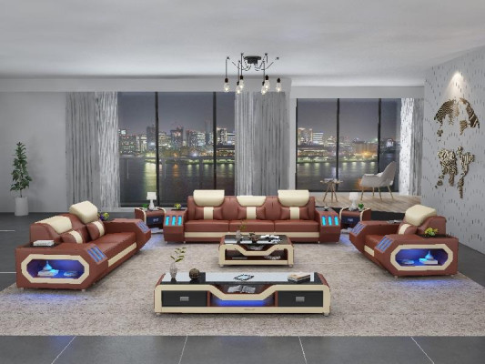 Leather sofa Couch Living landscape 321 Seater Suite Design Modern Sofa with USB