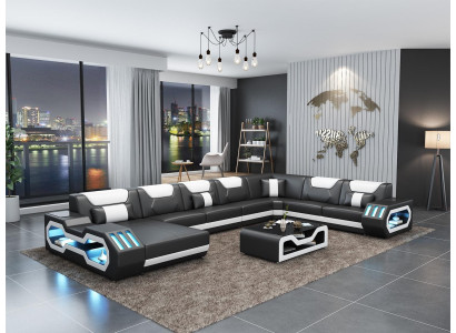 Leather sofa Corner sofa Suite Upholstery U-shape Couch Sofa Design Corner suite Sofas