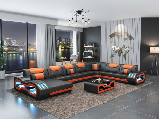 Leather sofa Corner sofa Suite Upholstery U-shape Couch Sofa Design Corner suite Sofas