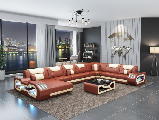 Leather sofa Corner sofa Suite Upholstery U-shape Couch Sofa Design Corner suite Sofas