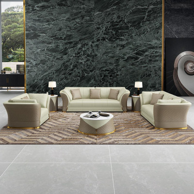 Seating Set 3+2+1 Seater Design Upholstery Sofas Leather Relax Modern New Brown