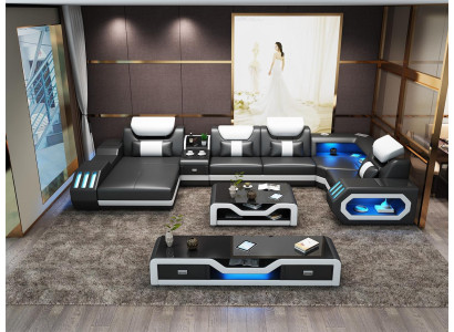 Modern Design Living landscape Sofa Corner sofa Couch Upholstery TV cabinet Coffee table Leather
