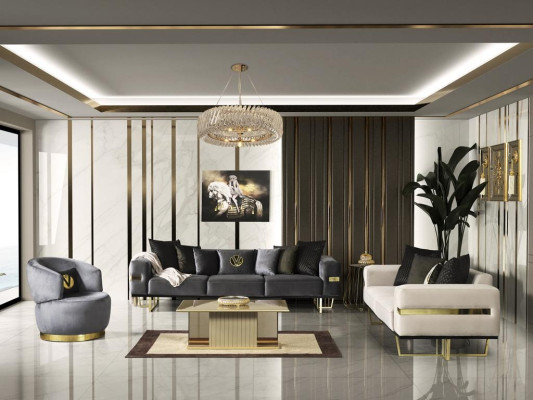 Luxurious Gray Upholstered Armchair in Italian Style Modern Furniture new