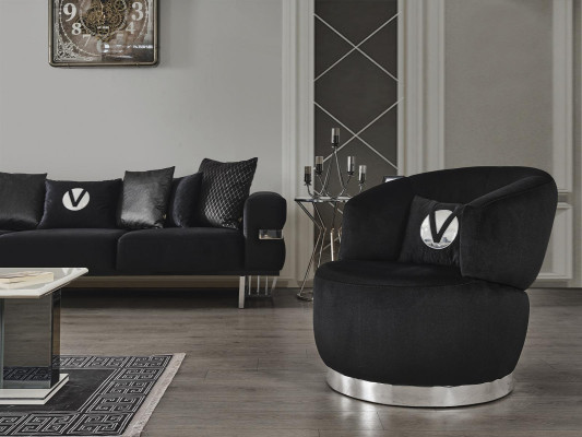 Black armchair 1 seat textile living room luxury new design armchair armchair modern