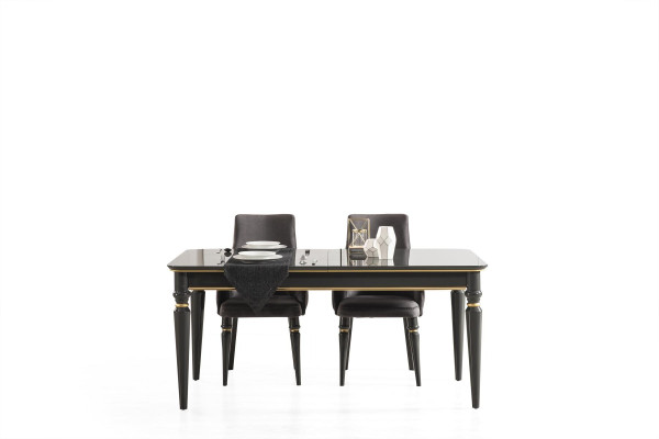 Black Luxury Dining table Italian Design Furniture Furnishings Tables Table new