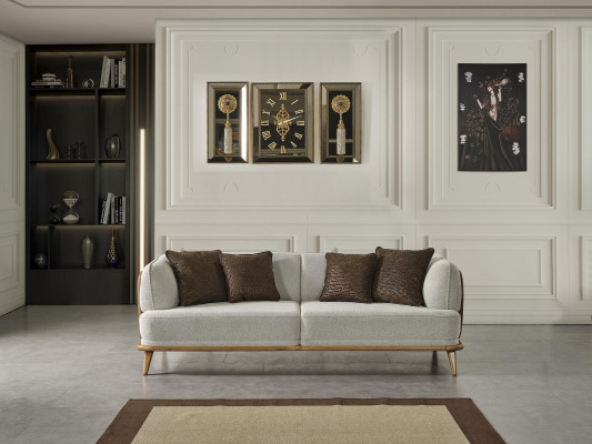 Sofa 2 Seater Gray Elegant Modern Luxury Design Wood Furniture Upholstery Fabric new