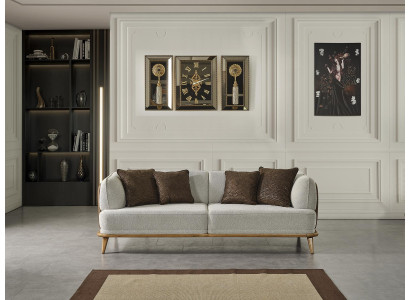Sofa 2 Seater Gray Elegant Modern Luxury Design Wood Furniture Upholstery Fabric new