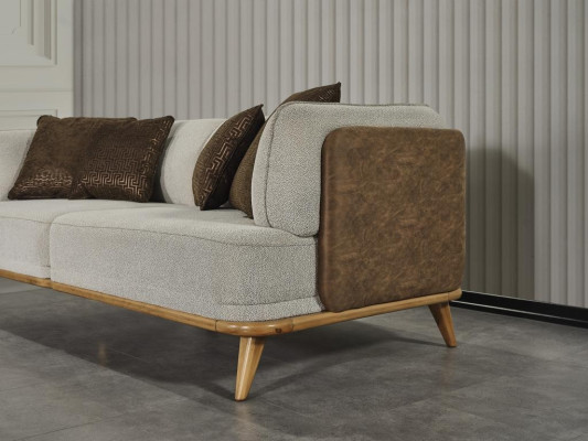 Sofa 2 Seater Gray Elegant Modern Luxury Design Wood Furniture Upholstery Fabric new