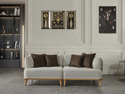 Sofa 3 Seater Gray Elegant Modern Luxury Design Wood Furniture Upholstery Fabric new