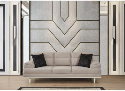 Modern Beige Sofa Living room Set Design Fabric Couch Couches Sofas 3 Seat