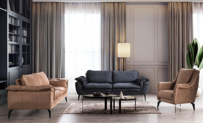 Sofa 3 seater brown sofa style luxury living room modern design upholstery fabric new