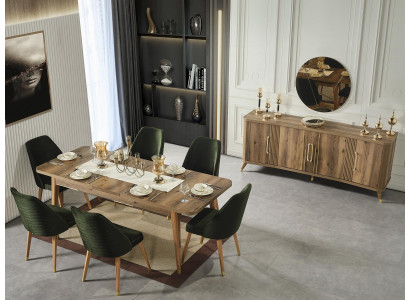 Luxury Set Dining room Dining table Chair Ess Group Wood Suite Table Tables 7 pieces