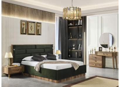 Luxurious Bed 2 Bedside tables Dressing table 4-piece Bedroom Set