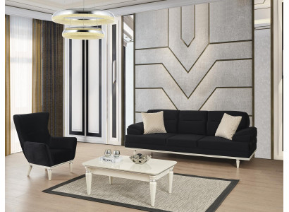 Sofa Couch Furniture 3+1 Seat Coffee table Sofa set Couches Sofas Furniture Black