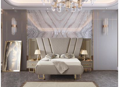 Luxury Bedroom Bedside table Beds Bed 3pcs. Complete Set Design Furnishings