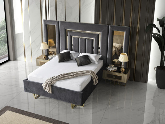Luxury Bedroom Bedside table Beds Bed 3pcs. Complete Set Design Furnishings