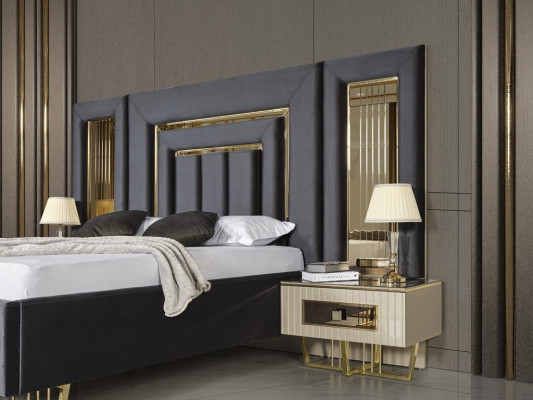 Luxury Bedroom Bedside table Beds Bed 3pcs. Complete Set Design Furnishings