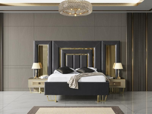 Luxury Bedroom Bedside table Beds Bed 3pcs. Complete Set Design Furnishings