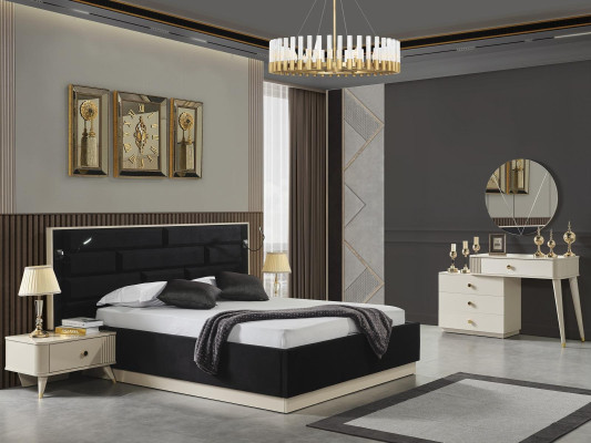Bed 2x Bedside tables Dressing table Mirror Luxury Bedroom Set Complete e Furniture