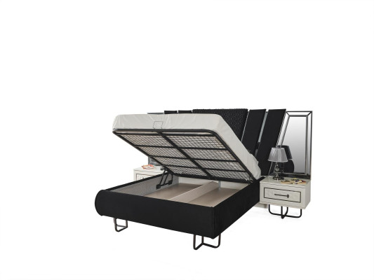 Bedroom Bed with 2 bedside tables Double bed Furniture Upholstery Beds 3-piece box