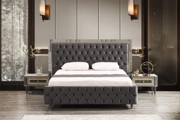Luxury Bedroom Bedside table Beds Bed 3pcs. Complete Set Design Furnishings