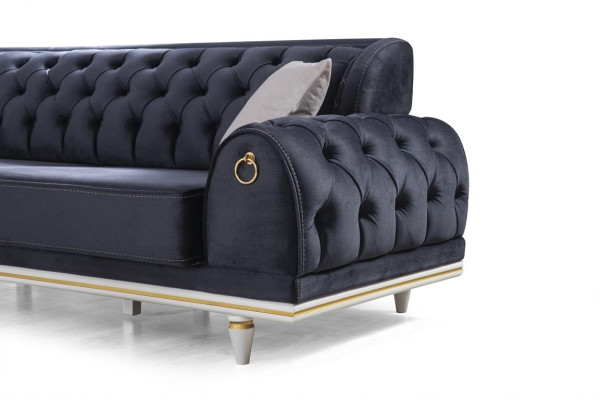 Living room Furniture Couches Sofa Chesterfield Armchair Coffee table 3pcs Fabric