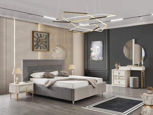 Bedroom Bed 2x Bedside tables Luxury Beds Set Complete Design Furniture 3pcs.