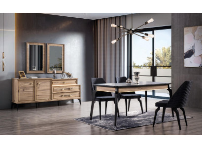 Dining table 4x Chairs Sideboard 6-pcs. Dining room set Groups set Dining room furniture new