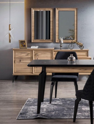 Dining table 4x Chairs Sideboard 6-pcs. Dining room set Groups set Dining room furniture new