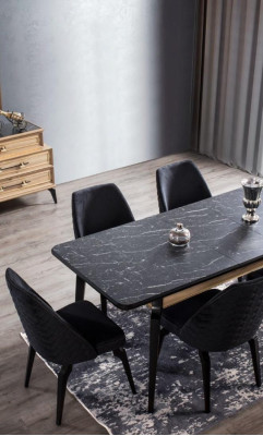 Dining table 4x Chairs Sideboard 6-pcs. Dining room set Groups set Dining room furniture new